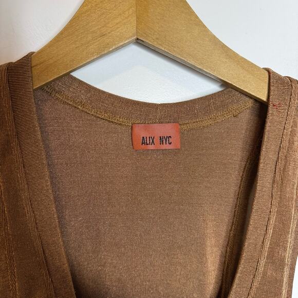 Alix NYC Hart Scoop Neck Metallic Bronze Thong Bodysuit Size Small - Picture 3 of 7